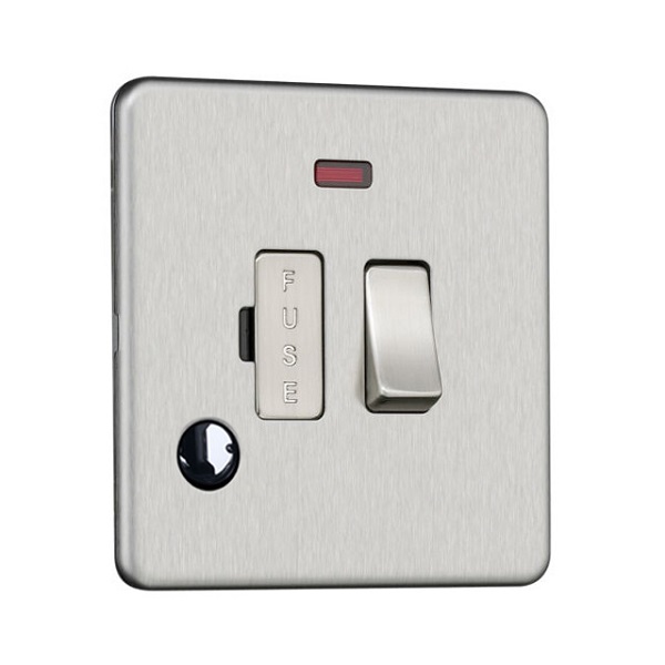 Slimline Screwless 13A Switched and Fused with Neon & Flex Outlet