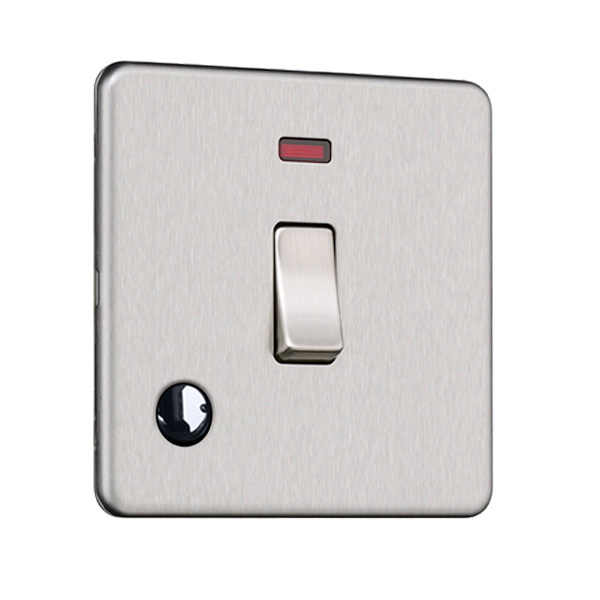 Slimline Screwless 20A DP Switch with Neon & Flex Outlet